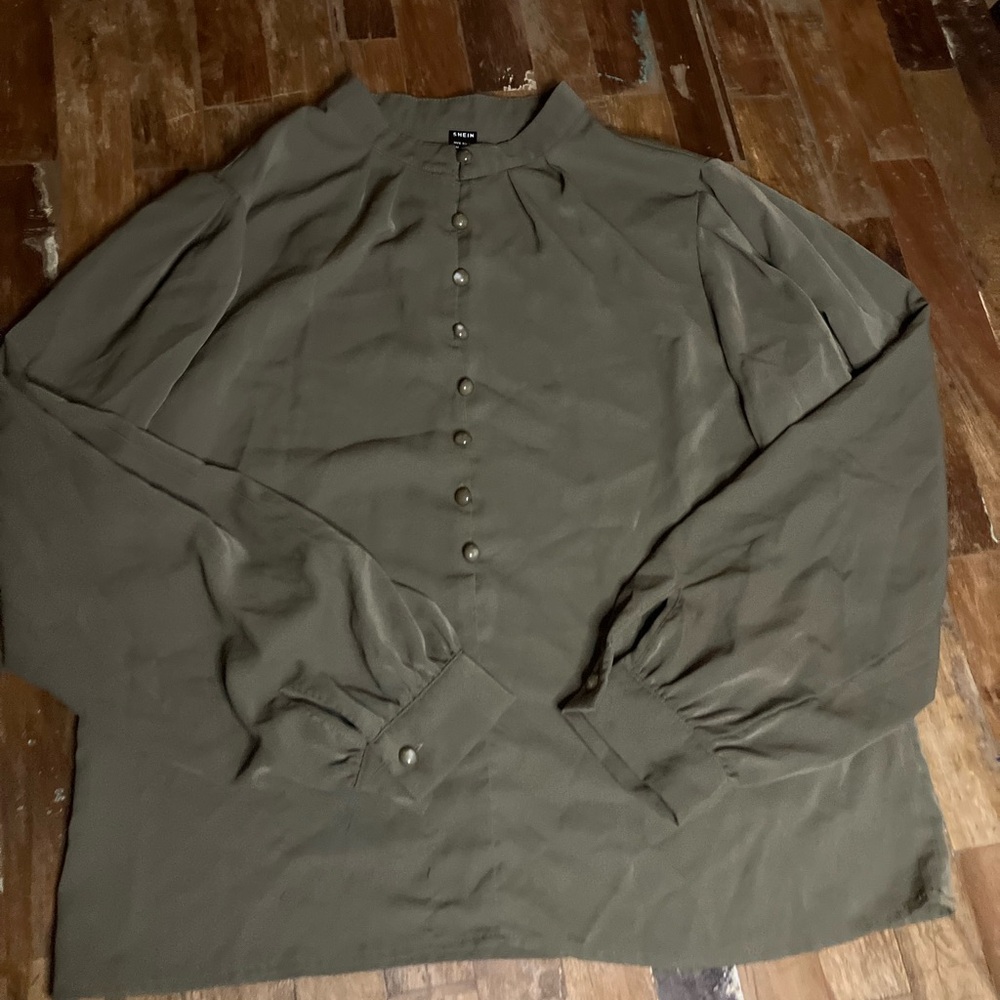 Green Button Up SHEIN